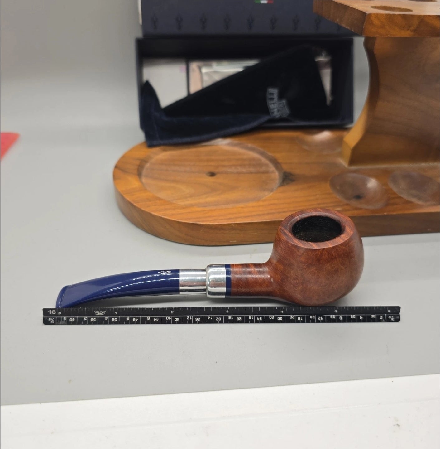 Savinelli Eleganza Smooth Natural Bent Billiard (315) 6mm Filter Pipe Near MINT