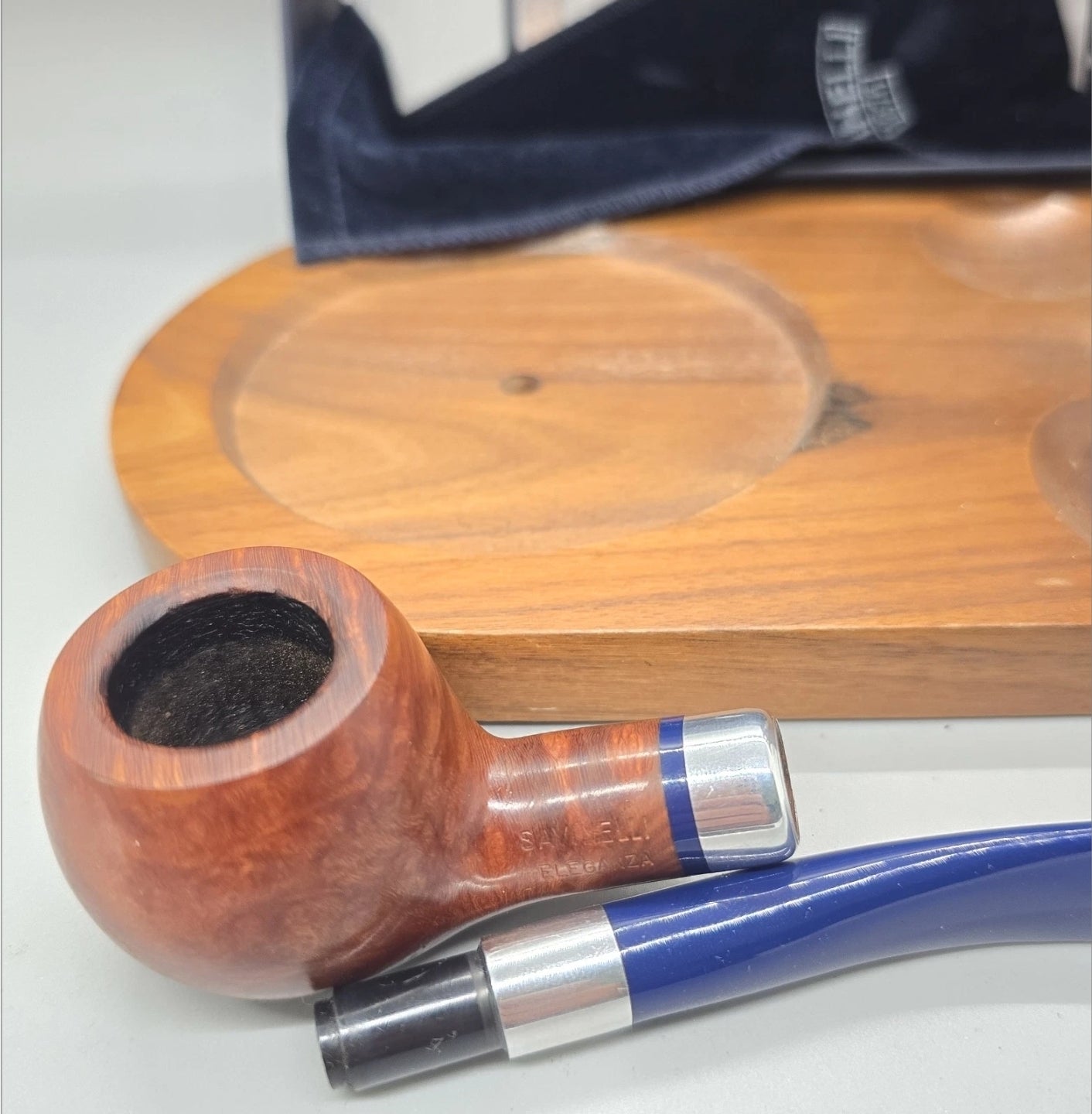 Savinelli Eleganza Smooth Natural Bent Billiard (315) 6mm Filter Pipe Near MINT